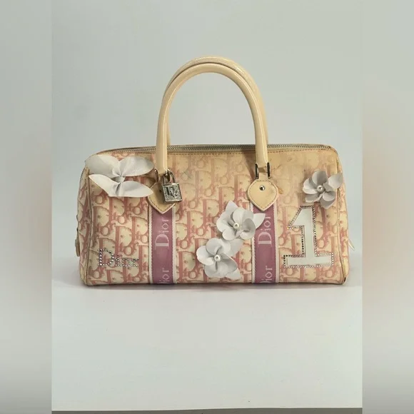 Christian Dior Girly Boston Bag Featuring The Diorissimo Canvas Pattern Bag - Picture 2 of 10